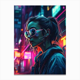 Neon Girl Art Canvas Print