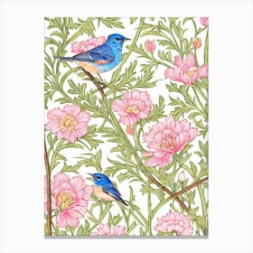 Eastern Bluebird 2 William Morris Style Bird Canvas Print