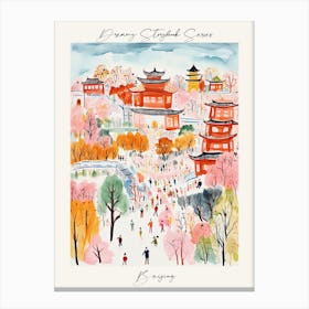 Poster Of Beijing, Dreamy Storybook Illustration 3 Canvas Print