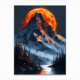 Full Moon Over Mountain Canvas Print