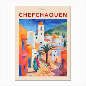 Chefchaouen Morocco Fauvist Travel Poster Canvas Print