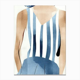 Woman In Blue Striped Dress Canvas Print