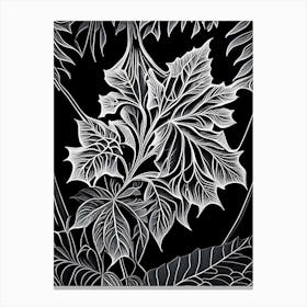 Moonseed Leaf Linocut Canvas Print