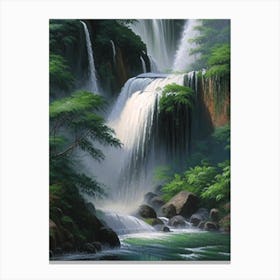 Shifen Waterfall, Taiwan Peaceful Oil Art  (1) Canvas Print