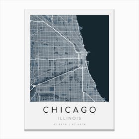 Chicago Map Print - Navy Blue style Canvas Print