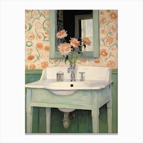 Bathroom Vanity Painting With A Chrysanthemum Bouquet 1 Canvas Print