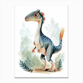 Cute Cartoon Parasaurolophus Dinosaur Canvas Print