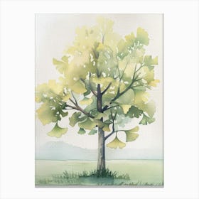 Ginkgo Tree Atmospheric Watercolour Painting 4 Canvas Print