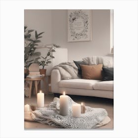 Living Room With Candles Canvas Print
