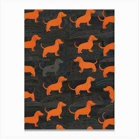 Orange Dachshunds Canvas Print