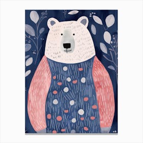 Playful Illustration Of Grizzly Bear For Kids Room 1 Canvas Print