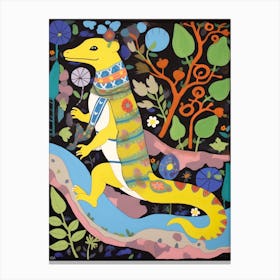 Maximalist Animal Painting Salamander Canvas Print