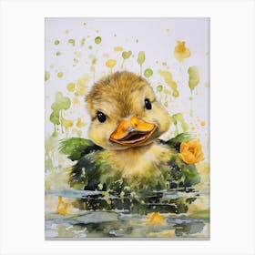 Mixed Media Duckling Watercolour Collage 2 Canvas Print