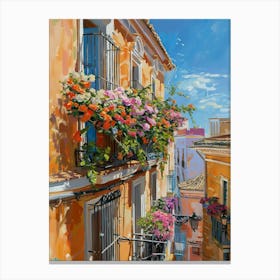 Balcony View Painting In Malaga 2 Canvas Print