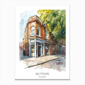 Sutton London Borough   Street Watercolour 3 Poster Canvas Print