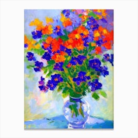 Larkspur Floral Abstract Block Colour Flower Canvas Print
