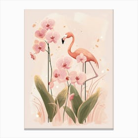 Chilean Flamingo Orchids Minimalist Illustration 1 Canvas Print