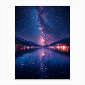 Night Sky Over Lake 3 Canvas Print