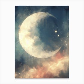 Moon And Stars Canvas Print