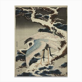 Cranes At The Branch Of A Snow, Katsushika Hokusai Canvas Print