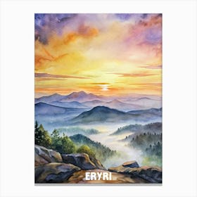 Eryri National Park Watercolor Painting Canvas Print