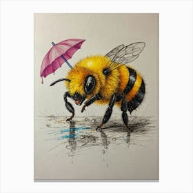 Bee With Umbrella 1 Canvas Print