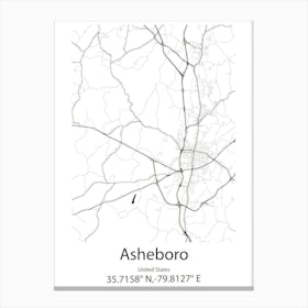 Asheboro,United States Minimalist Map 1 Canvas Print