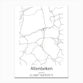 Altenbeken,Germany Minimalist Map Canvas Print