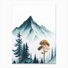 Mountain And Forest In Minimalist Watercolor Vertical Composition 139 Canvas Print