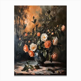 Baroque Floral Still Life Camellia 4 Canvas Print