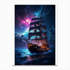 Ship In The Night Sky Canvas Print