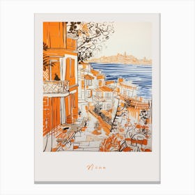 Nice France Orange Drawing Poster Canvas Print