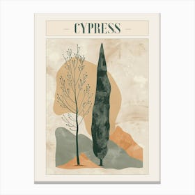 Cypress Tree Minimal Japandi Illustration 2 Poster Canvas Print