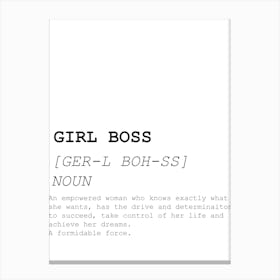 Girl Boss, Funny, Quote, Definition, Dictionary, Kitchen, Print Canvas Print