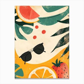 Tropical Fruit And Sunglasses Canvas Print