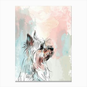 Yorkshire Terrier Dog Pastel Line Watercolour Illustration  3 Canvas Print