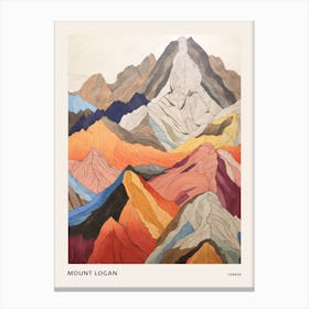 Mount Logan Canada 2 Colourful Mountain Illustration Poster Canvas Print