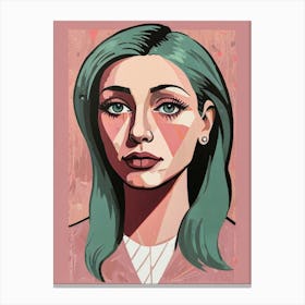 Portrait Of A Woman With Green Hair Canvas Print