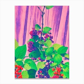 Loganberry 1 Risograph Retro Poster Fruit Canvas Print