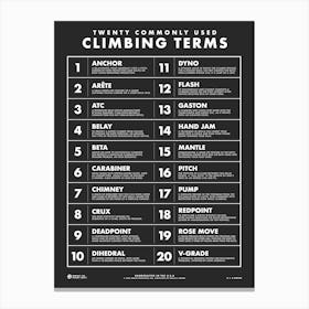 20 Commonly Used Climbing Terms Canvas Print