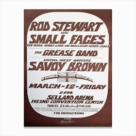 Rod Stewart And Small Faces Concert Poster 1971 Canvas Print