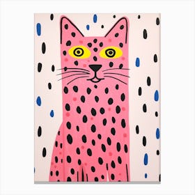 Pink Polka Dot Bobcat 2 Canvas Print