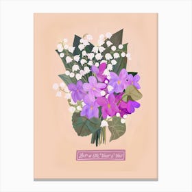 Lily Of The Valley And Violets Botanical Canvas Print