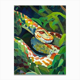 White Lipped Island Pit Viper Snake Painting Canvas Print