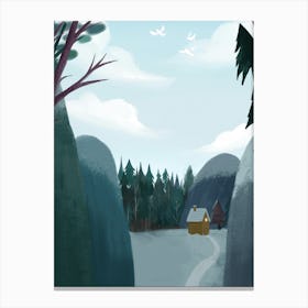 House In The Woods illustration Canvas Print