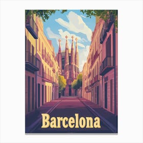 Aihrgdesign A Retro Travel Poster For Barcelona Featuring The F6bca72e D5a7 4720 B276 F77bf763e66b 3 Canvas Print