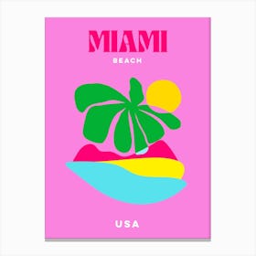 Take me to Miami Beach  - Minimal Pastel Pink Summer - Travel series Canvas Print