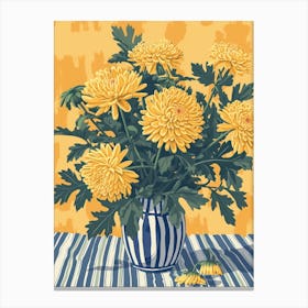 Chrysanthemum Flowers On A Table   Contemporary Illustration 3 Canvas Print