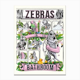 Zebras In The Bathroom Canvas Print