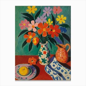 Flowers In A Vase Style Henri Matisse 4 Canvas Print